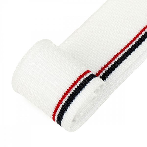 Подвяз (довяз) трикотажный 3.5х80 см, белый с т.синей и бордовой полосами, 100% п/э, 5 штук