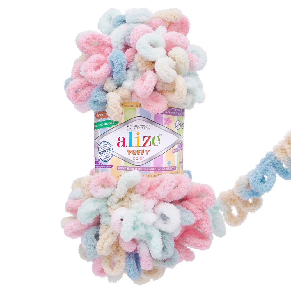 Пряжа Alize (Ализе) Puffy Color / уп.5 мот. по 100 г, 9м, 6523 секционный