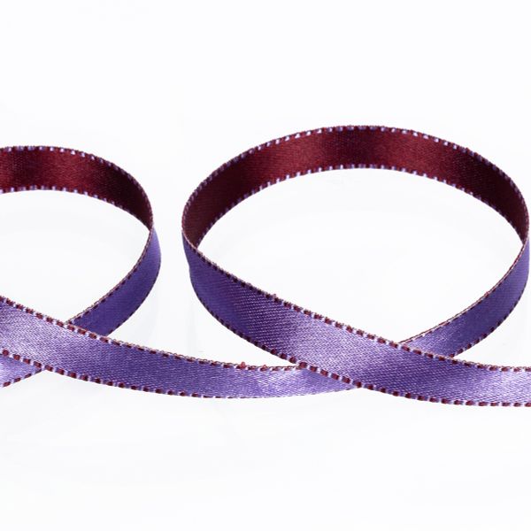 Лента атласная 2-сторонняя 10.0 мм / 22.8 метра, 130 т.сиреневый/т.бордовый, Gamma ALD-10
