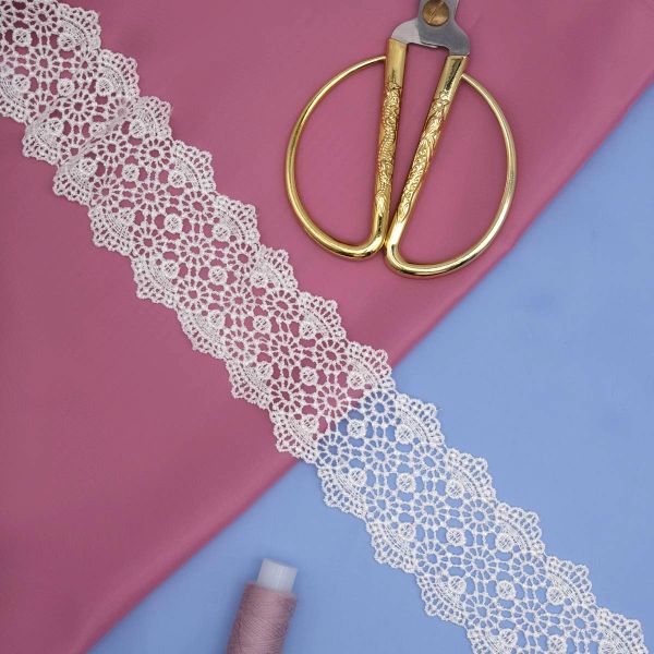 Кружево гипюр (плетёное) 55 мм / 13.7 метров, белый, 3AR1306