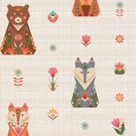 Ткань для пэчворка Peppy Лесные жители, рулон 112 см / 5 метров, ЛЖ-05 белый, Peppy