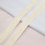 Лента (тесьма) жаккардовая 32.0 мм / 25±1 метров, с метанитом рис. 9819, белый/золото, С3104Г17