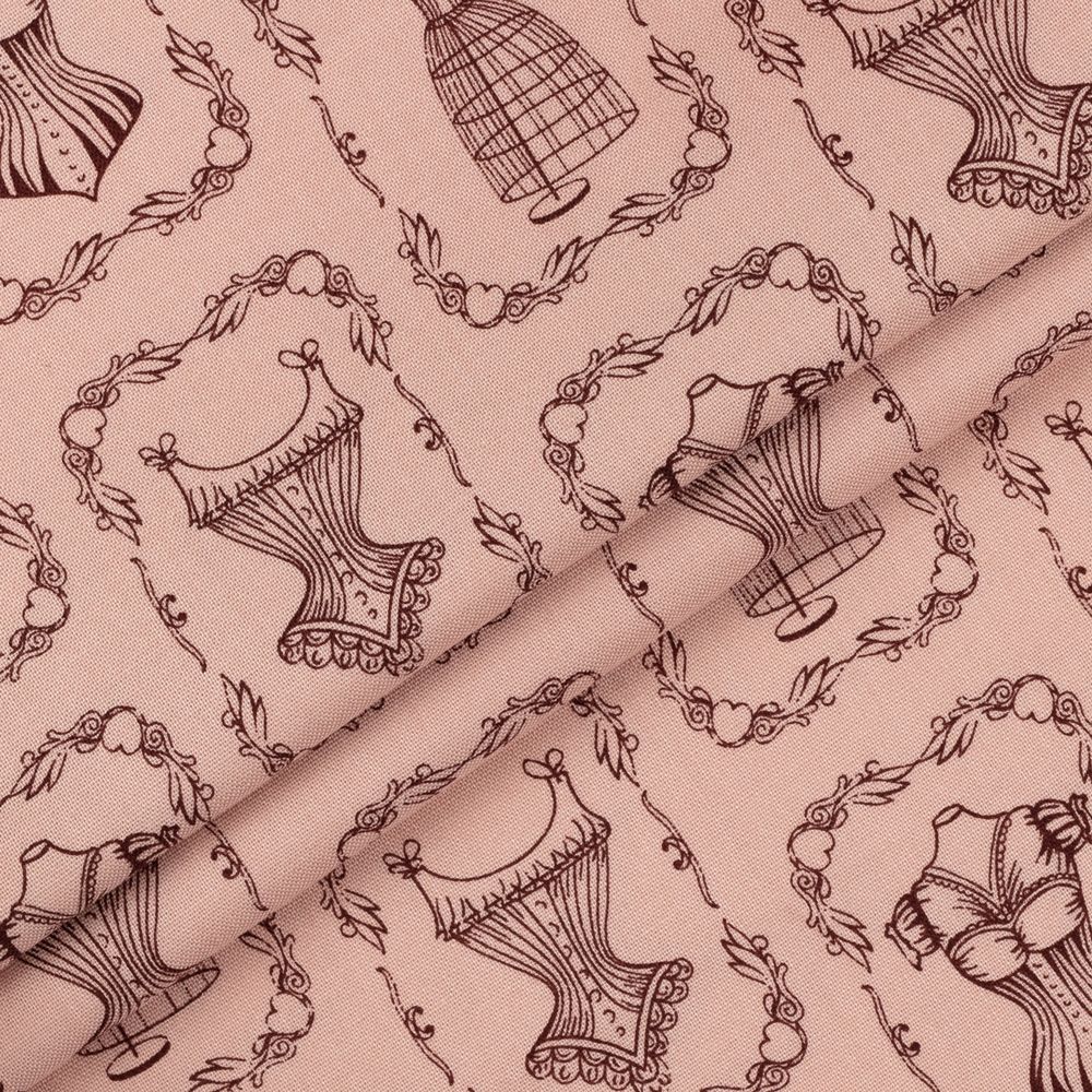 Ткань для пэчворка Peppy Век моды, рулон 112 см / 5 метров, ВМ-17 розовый, Peppy