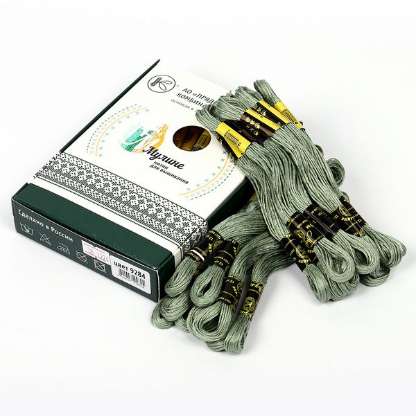 Мулине ПНК им.Кирова цв.9284 бл.оливковый, 24 мотка по 8 метров