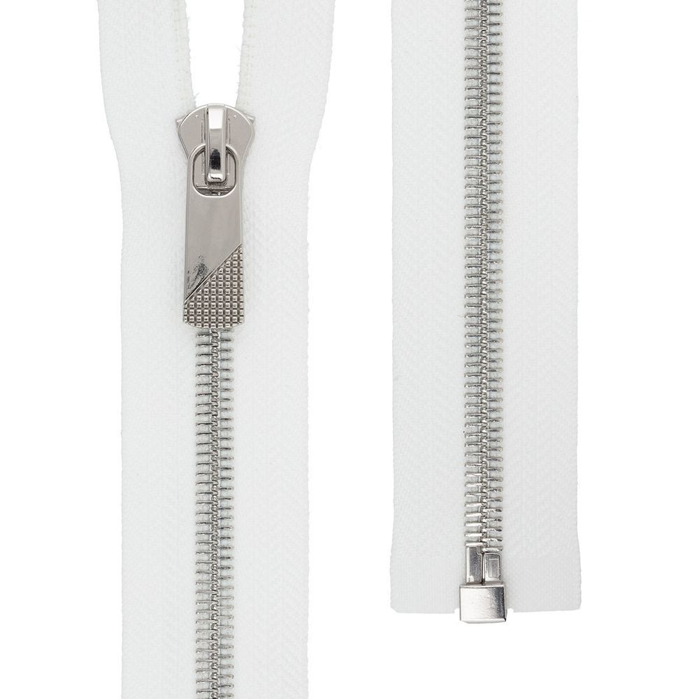 Молния металл Т8 (8 мм) 1 зам., разъем., 70 см, декор, серебро, белый, KAP-8 Gamma, 5 шт