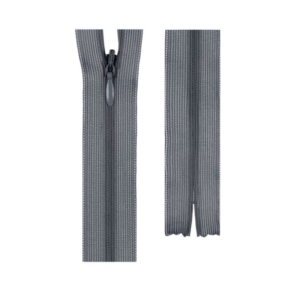 Молния спираль потайная плательная Т3 (3 мм) 1 зам., н/раз., 16 см, сатин (плотная), 304 серый, G013P Gamma, 10 шт