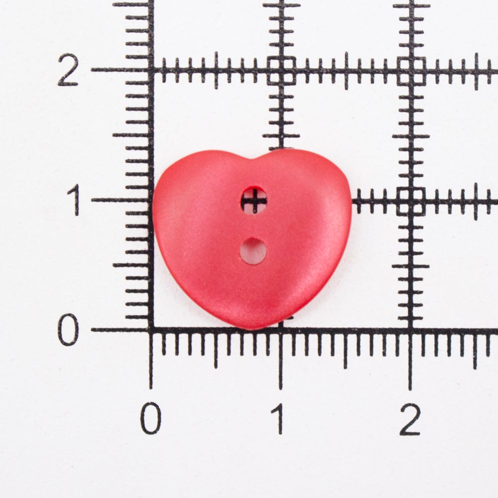 Пуговицы детские Сердце 24L (15мм) 2 пр. (col. 14 (красный)), CB-M-27, 144 шт