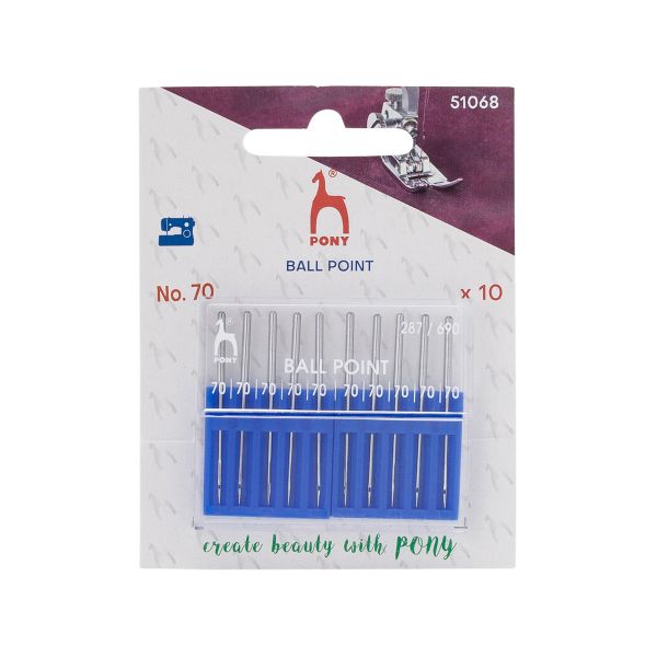 Иглы для промышленных швейных машин для трикотажа 287/690, №70 с круглой колбой, 10 шт, Pony, 51068