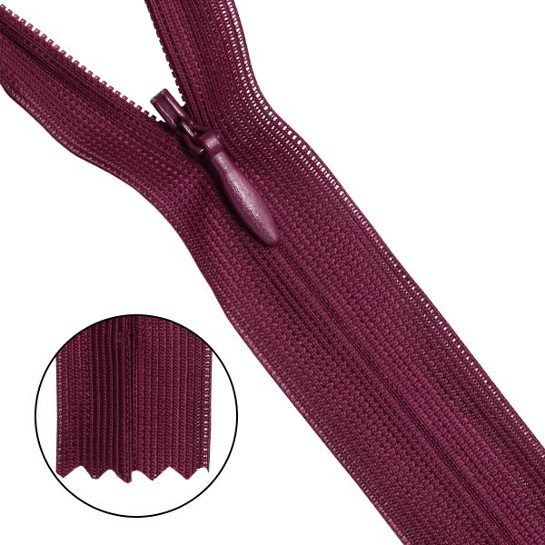 Молния потайная (скрытая) Т3 (3 мм) 1 зам., н/раз., 20 см, бордо, 31210 / 20, 10 шт