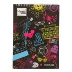 Скетчпад с черной бумагой 120 г/м², А5 14х20 см, на спирали 20 л, 02, Аква-колор