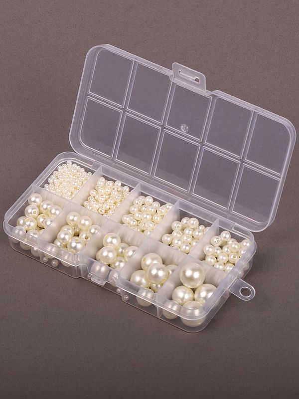 Набор бусин пластик ⌀3-14 мм, круглые перламутр, молочный, 800 шт, Magic4Hobby