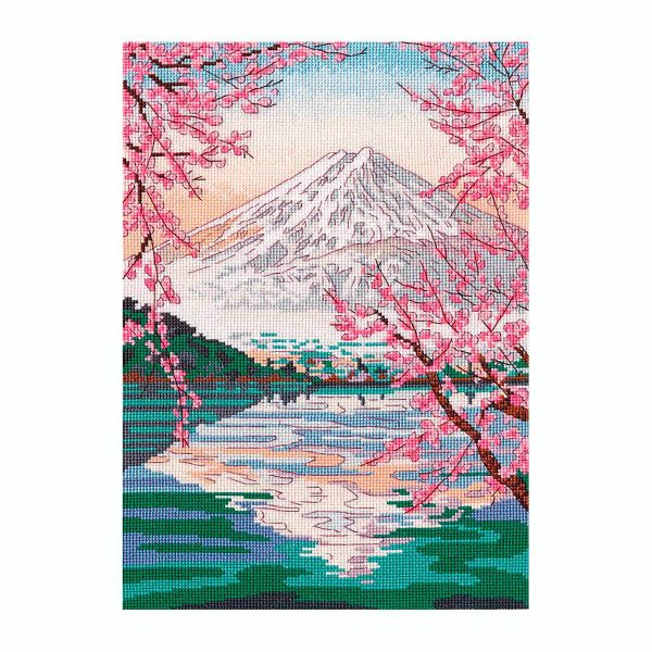 Набор для вышивания нитками Овен, Фудзияма и озеро Кавагути 20х30см