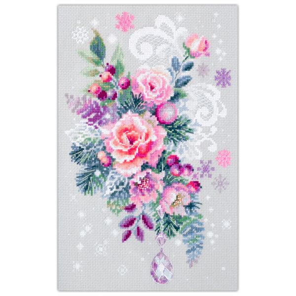 Набор для вышивания нитками Чудесная игла, Зимние кружева 18х29 см, 626276