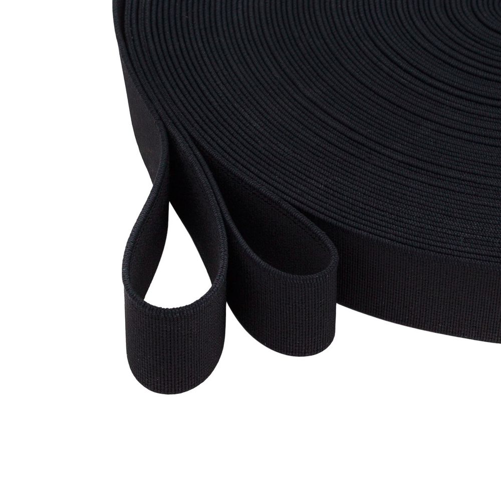 Резинка башмачная 25.0 мм / 25 метров, тканая аппретированная, 20.8 г/п.м., черная, 5025Ч