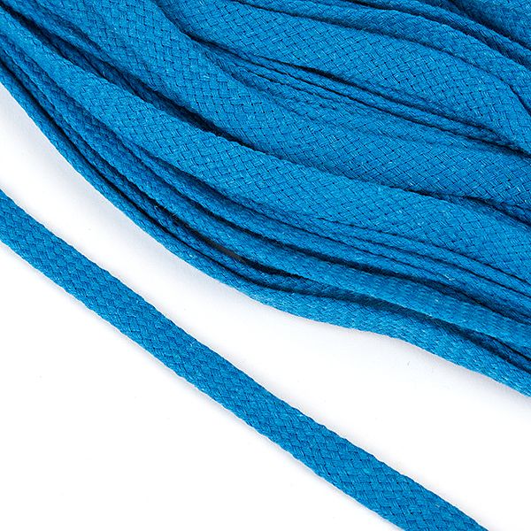 Шнур плоский плетеный х/б ⌀10.0 мм / 50 метров, турецкое плетение 022 бирюза