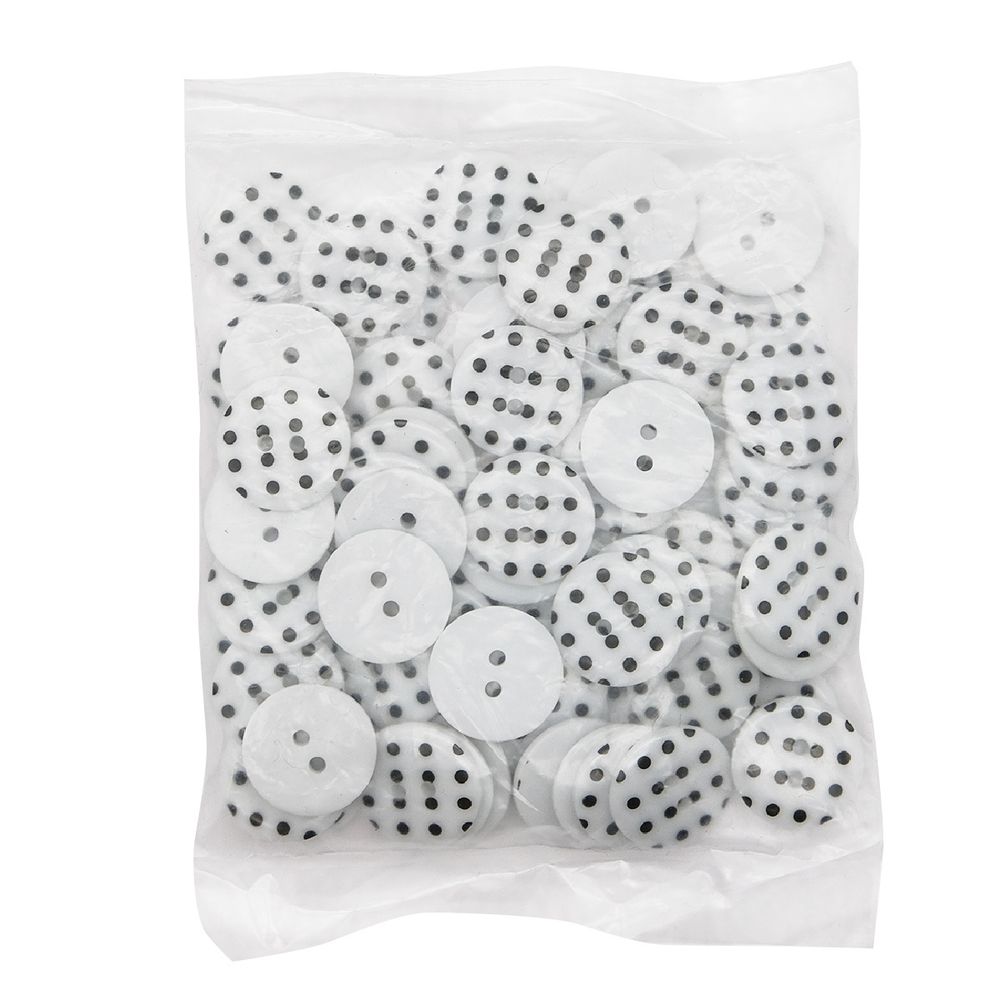 Пуговицы детские Горошек 28L (009 бело-черный) Q7125-FSS, 72 шт