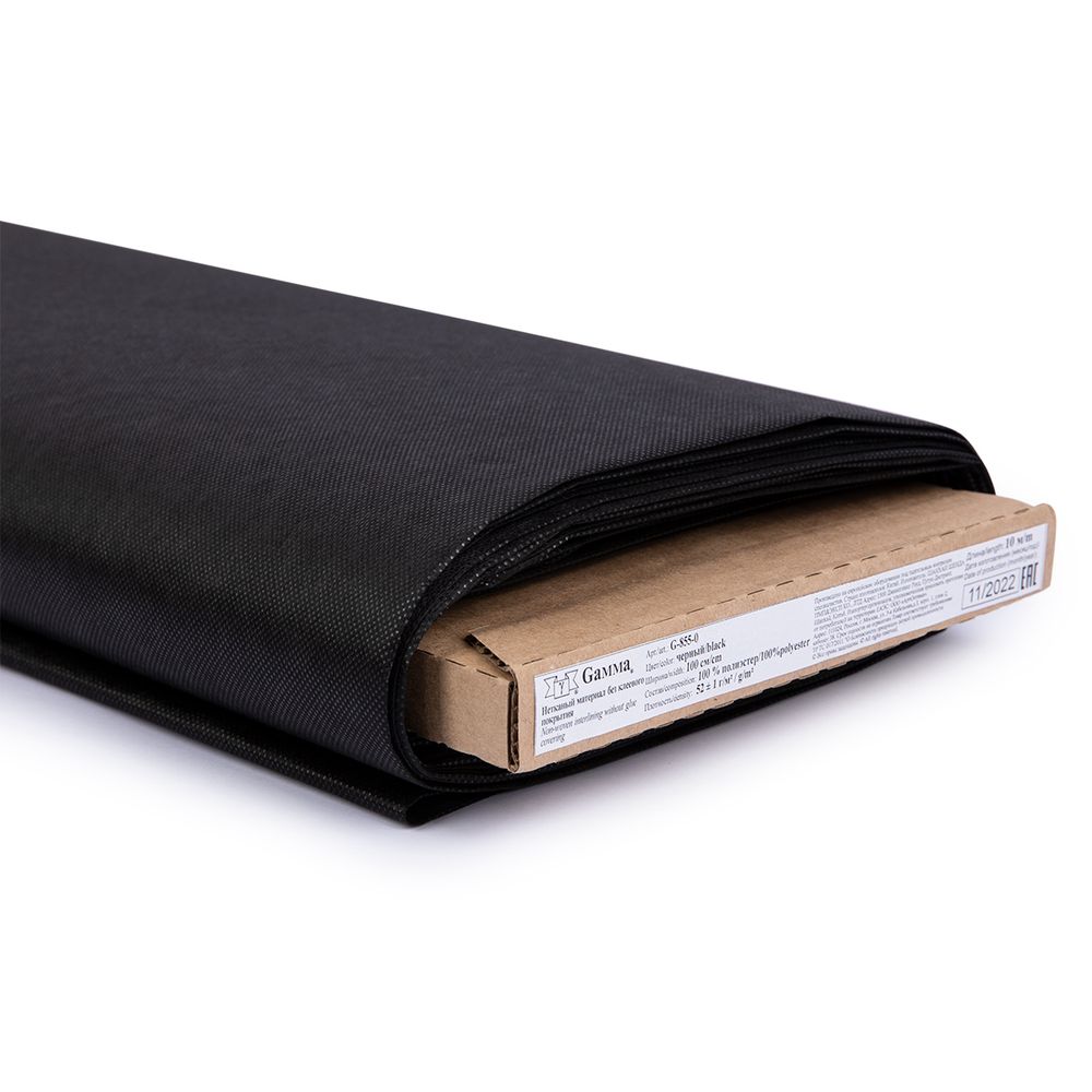 Флизелин неклеевой 52 г/м², 100 см / рул. 10 метров, черный, Gamma G-855-0