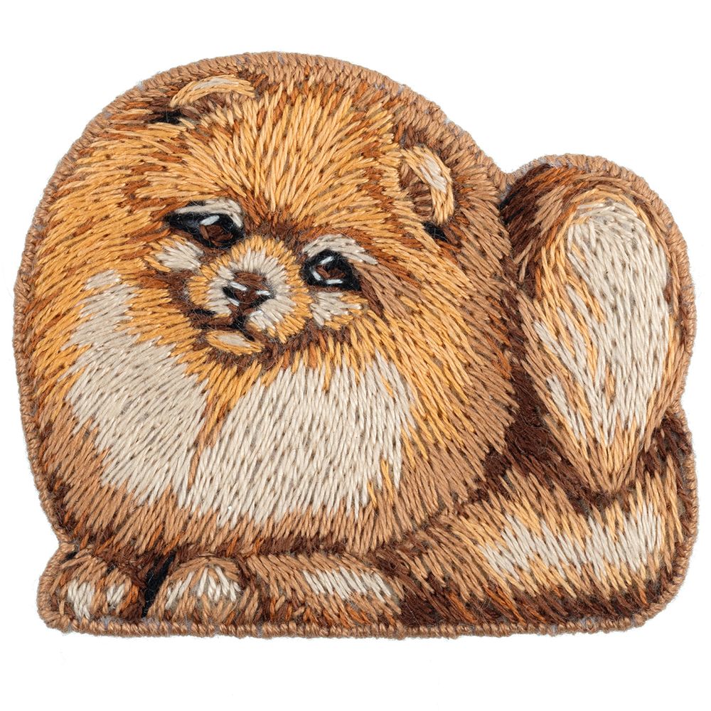 Набор для вышивания нитками Panna Живая картина JK-2345, Брошь. Шпиц Лаки, 6х5 см