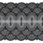 Кружево бельевое эластичное 195 мм / 10 м, цв.02 черный, Kruzhevo