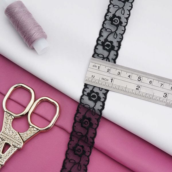 Кружево капроновое 22 мм / 13.71м 0574-1003, цв.черный