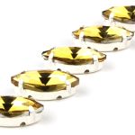 Хрустальные стразы в цапах формы миндаль, желтый 7х15 мм, 5 шт., МЦ004НН715