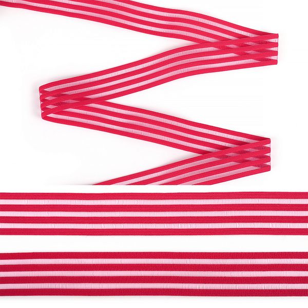 Резинка декоративная с прозрачными вставками 30.0 мм / 30 метров, нейлон, S817 красный