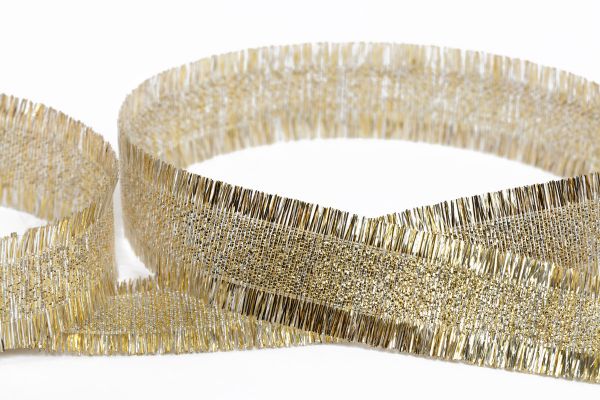 Тесьма металлизированная с бахромой MRBH-20 20 мм, 33 м, золото/серебро, Gamma