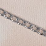 Цепочка для сумки с карабинами алюм 120см 9х14мм плоская серебряный