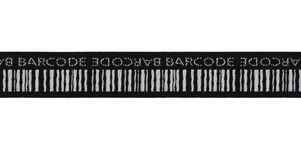 Лента (тесьма) жаккардовая 20.0 мм / 10±0.5 метров, черный/barcode, Gamma TRJ-94