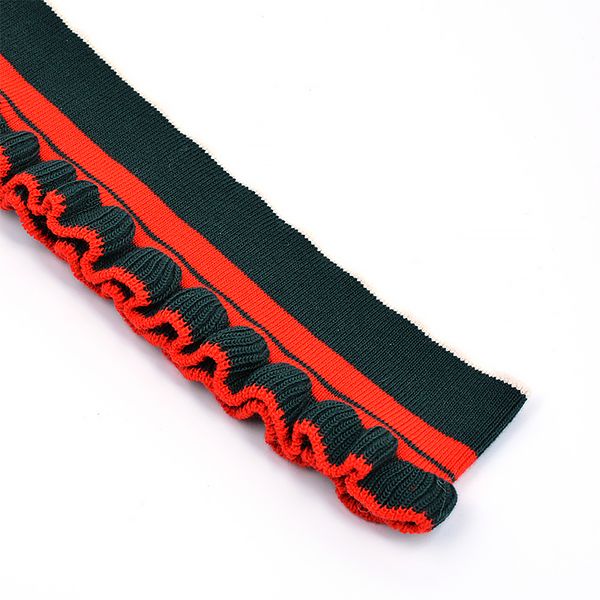 Подвяз (довяз) трикотажный 6.0х80 см, т.зеленый с красными полосами, 100% п/э, 5 штук