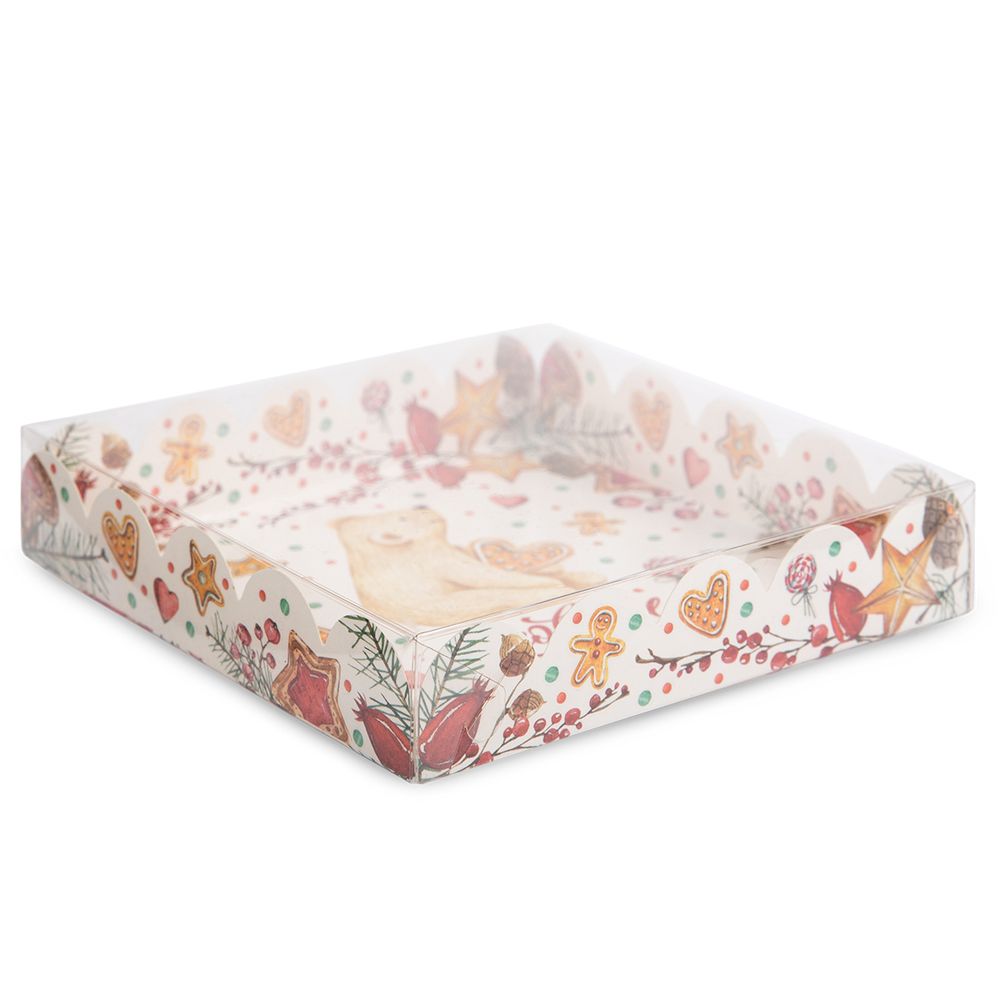 Коробка с прозрачной крышкой 15х15х3 см, Белый мишка, S-Chief CBC-004