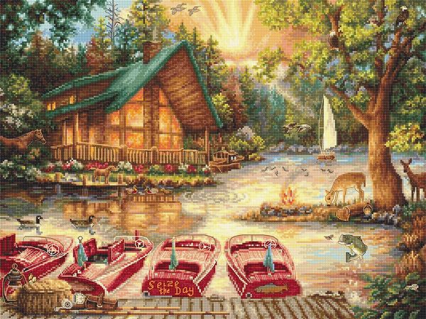 Набор для вышивания нитками LetiStitch, Жить одним днем 42х32 см