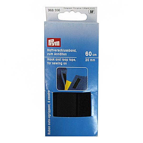 Лента контактная липучка (велкро) пришивная 20 мм, черный, Prym /TOS/