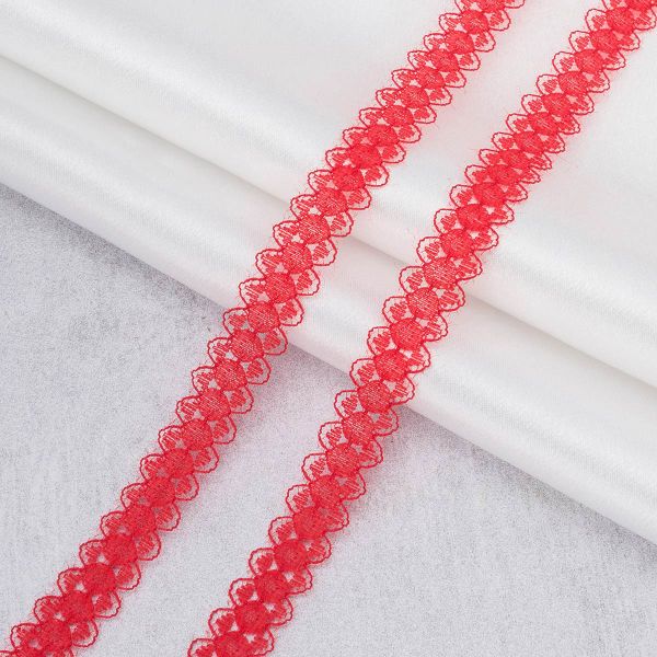 Кружево капроновое 15 мм, / 13.72 метра, ажурное, 01 красный