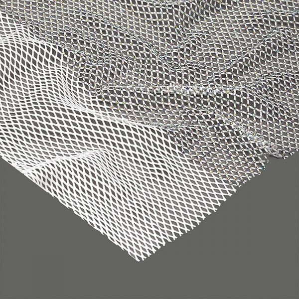 Сетка бельевая со стразами 100 г/м², шир.140 см / 13.71 метра, 2025 цв.1 белый /2025.01/