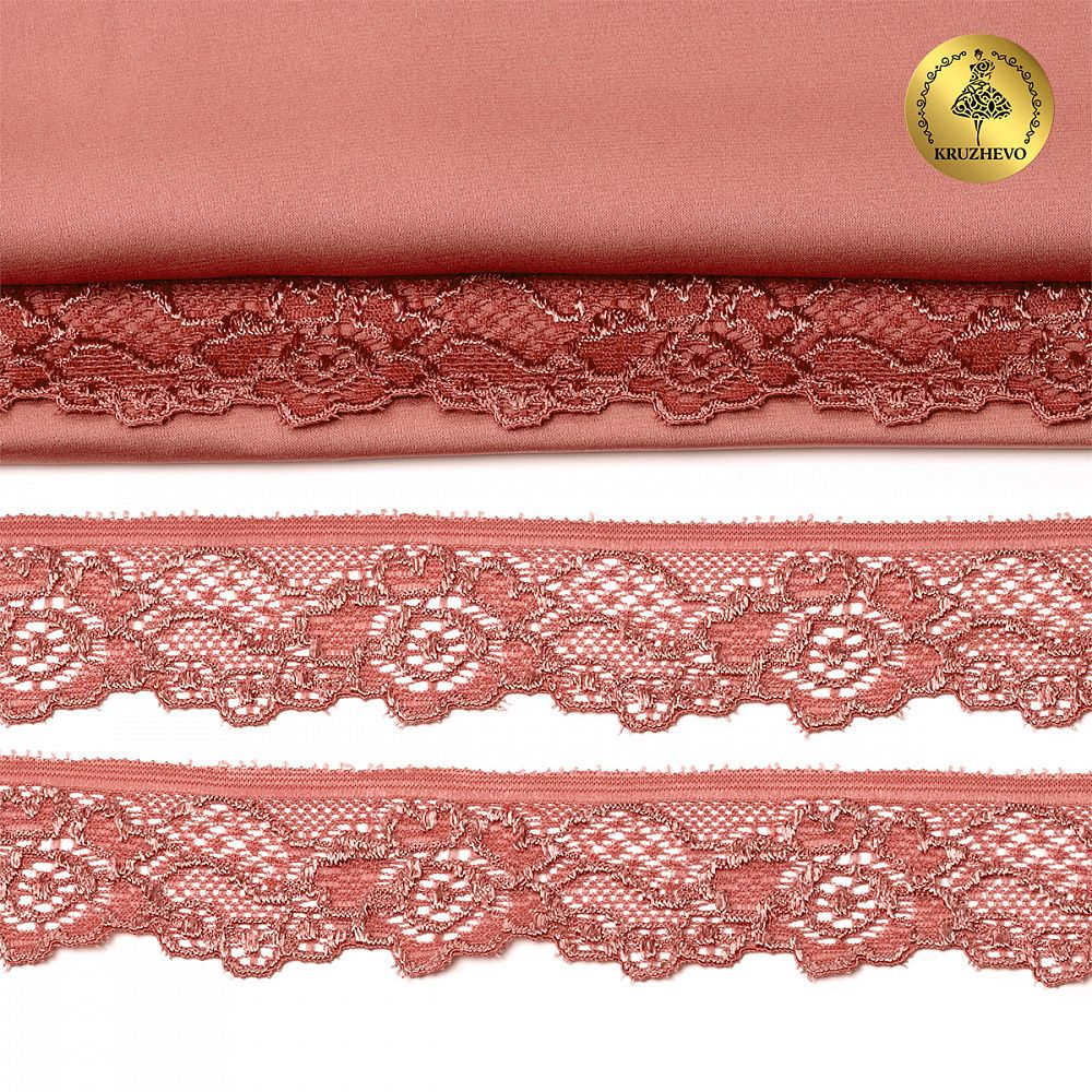 Кружево эластичное (стрейч) 30мм L839, цв.F139 коралловый уп.50м, Kruzhevo