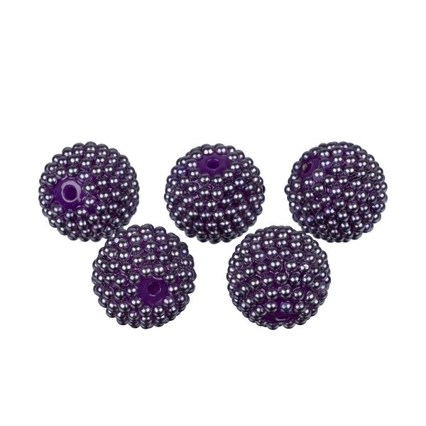 Бусины пластик ⌀22 мм, 5 шт, №14 т.сиреневый, Zlatka BWS-22