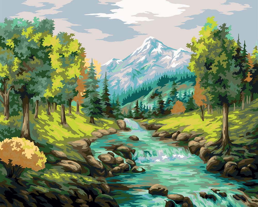 Картина по номерам Фрея, Горная речка, 50х40 см