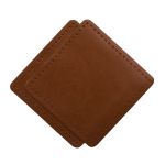 Заплатки пришивные из кожи, квадрат 8см с перфорацией, 2 шт, 100% кожа, 02 светло-коричневый, 9122