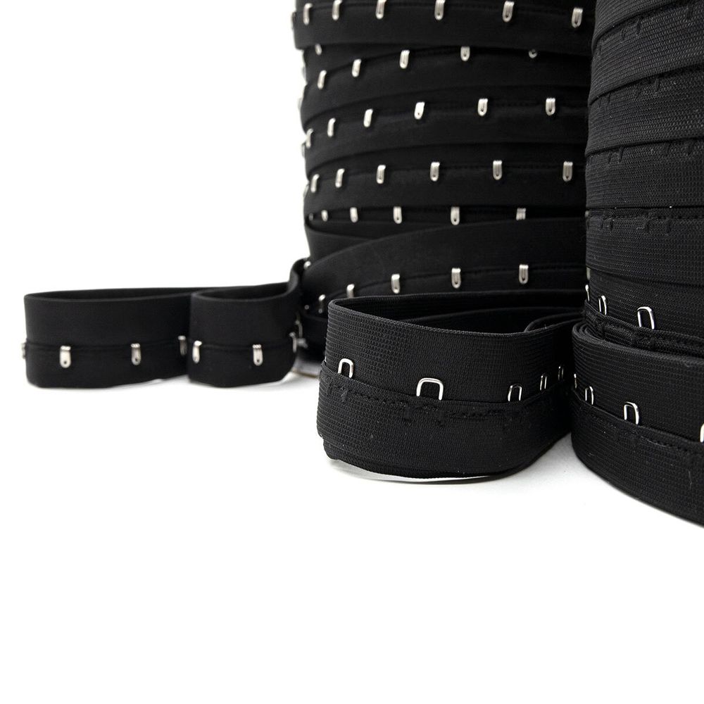 Застежки для бюстгальтера текстильные на ленте (1 ряд) 25 мм / 45.7 метра, шаг 15 мм, 01 черные