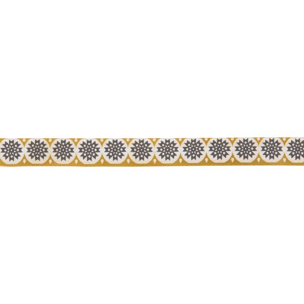 Лента атласная с рисунком 12.0 мм / 22.8 метров, O4/121 орнамент/св.охра, Gamma ALP-123