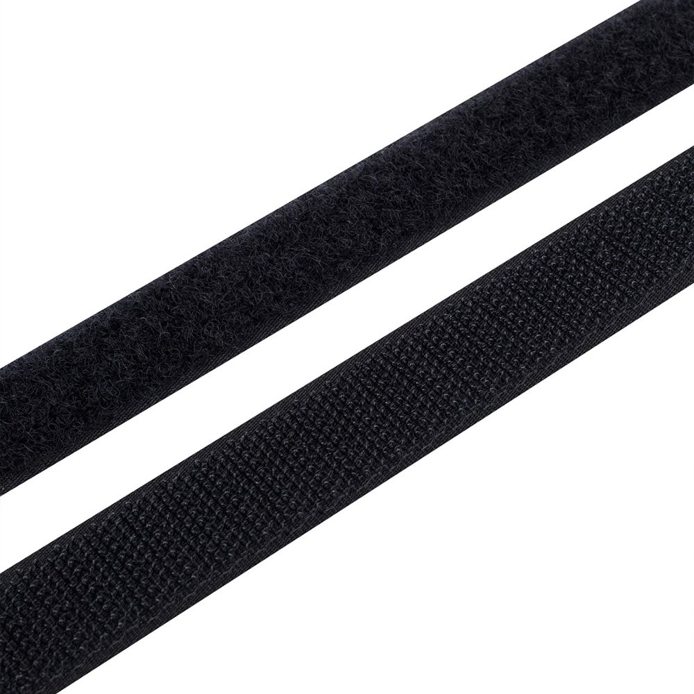 Лента контактная липучка (велкро) пришивная 20 мм, / 25 метров, черный, Hobby&amp;Pro, ПАРА (крючок+петля), качество "A"