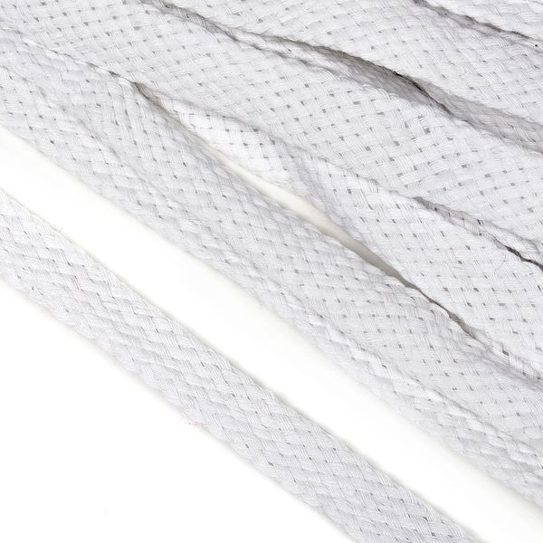 Шнур плоский плетеный х/б ⌀12.0 мм / 50 метров, турецкое плетение TW 001 отбелка