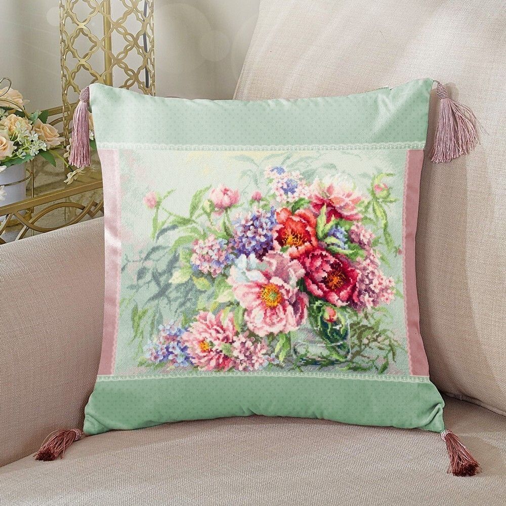 Набор для вышивания нитками Чудесная игла, Пионы и гортензии 40х30 см