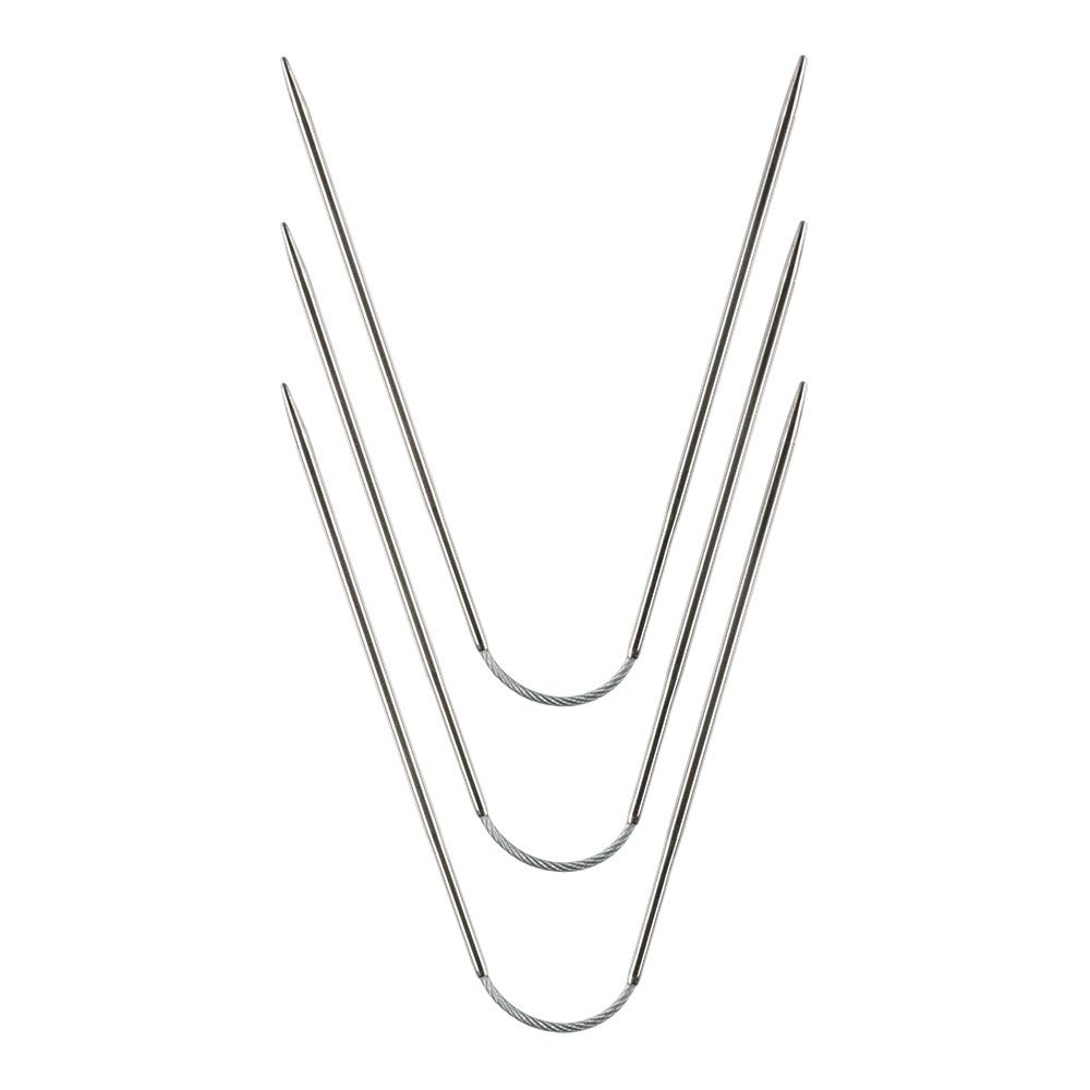 Спицы чулочные металл гибкие ⌀2.5 мм, 21 см, никель, Gamma KNF-3