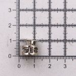 Фиксатор (зажим) для шнура металл 2 отв., 10.5х11.8 мм, ⌀3.7 мм, металл, Silver (серебристый), MFR08, 10 шт