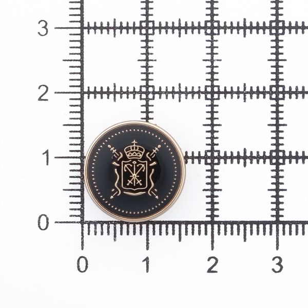 Пуговицы на ножке Герб 24L (15мм), металл (Black/G (черный/золото)), ME-657, 36 шт