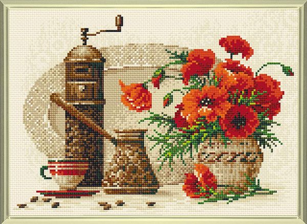 Алмазная (кристальная) мозаика Риолис, Кофе 38х27 см