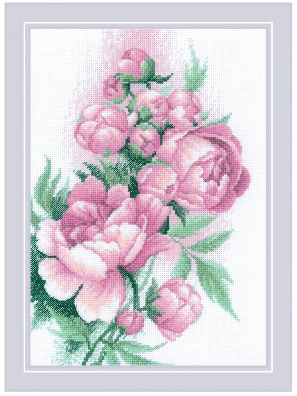 Набор для вышивания нитками Риолис, Пышность пионов, 21х30 см