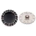 Пуговицы на ножке 32L=20 мм, металл, S.Black (серебро-черный), 10 шт, MP05